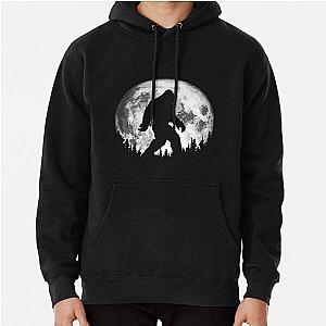 Bigfoot Night Stroll Cool Full Moon Trees Sasquatch Long Sleeve Hoodie Pullover