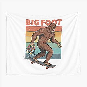 Bigfoot holding a beer skateboarding Tapestry