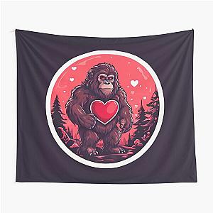 Bigfoot and Hearts Tapestry
