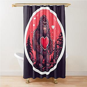 Bigfoot With Heart Design Shower Curtain