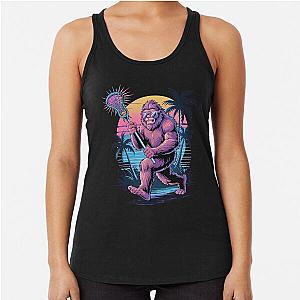 Sasquatch Lacrosse Funny Bigfoot Cryptid Sports Racerback Tank Top