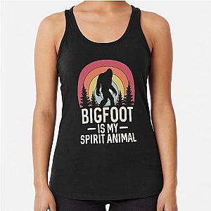Funny Bigfoot Spirit Animal Retro Sunset Racerback Tank Top