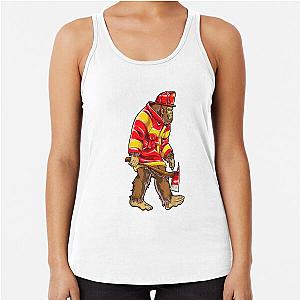 Bigfoot men's firefighter red line gift for sasquatch lovers Racerback Tank Top