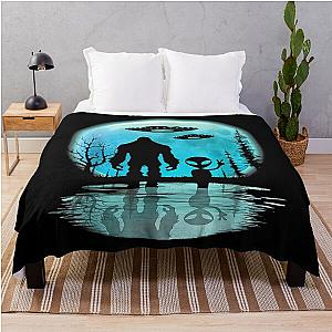 Alien Bigfoot Moon Throw Blanket