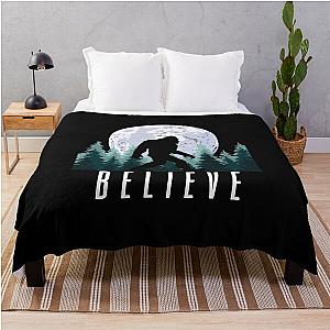 Bigfoot Believe Sasquatch Throw Blanket
