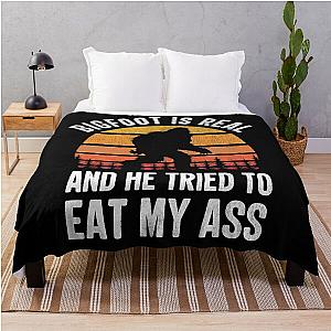 Bigfoot is Real and He Tried to Eat Me Funny Sasquatch Throw Blanket