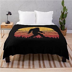 Retro Bigfoot Silhouette Sun Vintage Throw Blanket Believe