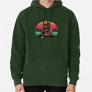 Bigfoot drinking coffee gift for coffee addicts who believe in Bigfoot Pullover Hoodie