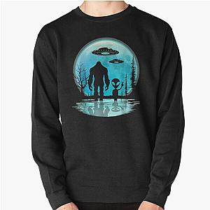 Alien Bigfoot Moon Pullover Sweatshirt