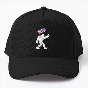 Bigfoot With American Flag 4th Of July Baseball Cap