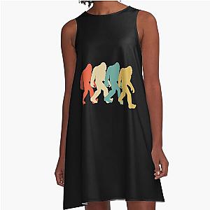 Bigfoot Silhouette Retro A-Line Dress Sasquatch Pop Art