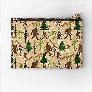 Bigfoot Hiding in Forest Tree Pattern Zipper Pouch
