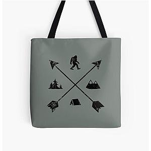 Bigfoot Camping Tribal Arrows Emblem Tote Bag