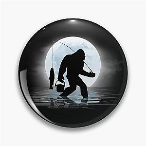 Bigfoot Sasquatch and Fish Night Fishing Pin