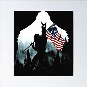 Bigfoot USA Flag in the forest camping