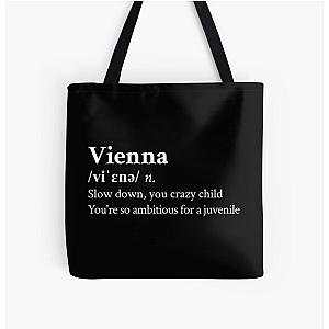 Billy Joel Aesthetic Quote Lyrics Vienna Black All Over Print Tote Bag