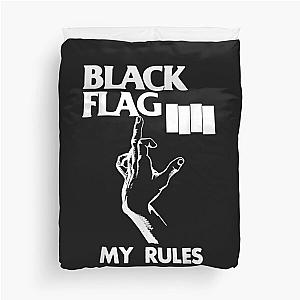 White My Rules - Vintage Flag America Rock Bands Music Black  Duvet Cover