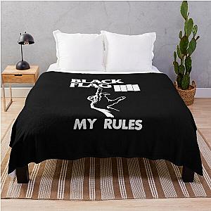 White My Rules - Vintage Flag America Rock Bands Music Black  Throw Blanket