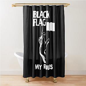 White My Rules - Vintage Flag America Rock Bands Music Black  Shower Curtain