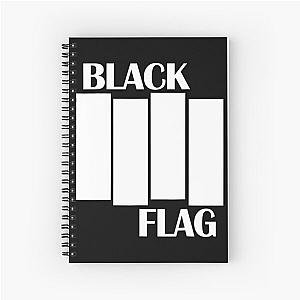 Black Flag America Rock Bands Music Black Retro Vintage Spiral Notebook