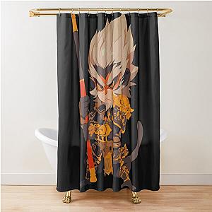 Black Myth Wukong Chibi Fanart Shower Curtain