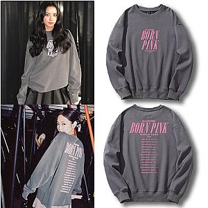 Black Pink Sweatshirts - Born Pink Tour Crewneck Pullover Sweatshirt