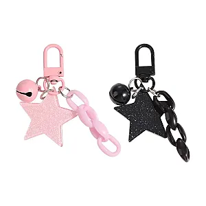 Blackpink Keychains – Cute Ornament Glitter Stars Pendant Pink and Black Star Car Key Chain