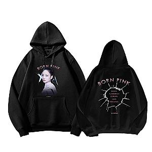 Black Pink Hoodies – Jennie Born Pink Printed Pullover Hoodie
