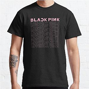Blackpink T-Shirts - Blackpink Lovesick Girls typography lettering pattern design Classic TShirt RB0408
