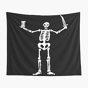 Black Sails Pirate Flag White Skeleton Tapestry