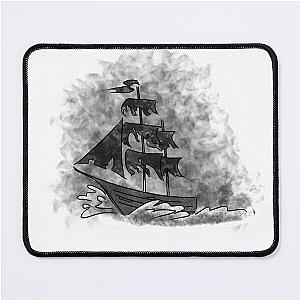 a ship with black sails floats on the waves Mouse Pad