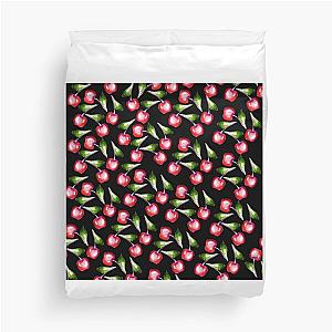 Cherries black pattern Duvet Cover