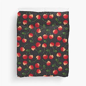 cherry on black Duvet Cover