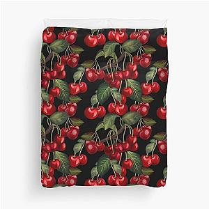 Cherry bouquet pattern black color Duvet Cover