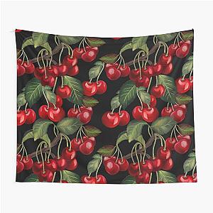 Cherry bouquet pattern black color Tapestry