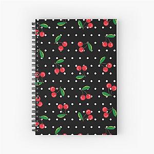 Red Cherries and Polka Dots Rockabilly Pattern Spiral Notebook