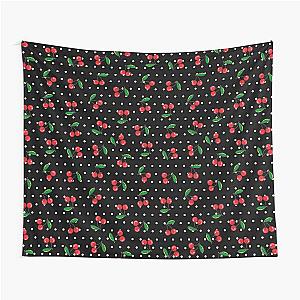 Red Cherries and Polka Dots Rockabilly Pattern Tapestry