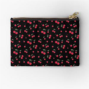 I Love Cherries in Black Zipper Pouch