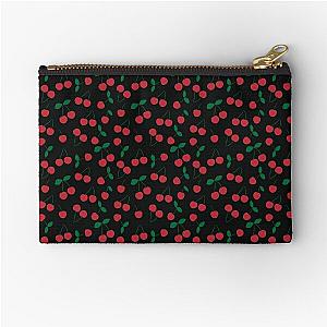 Cherry print on black Zipper Pouch