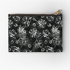 Black and White Cherry Blossoms Zipper Pouch