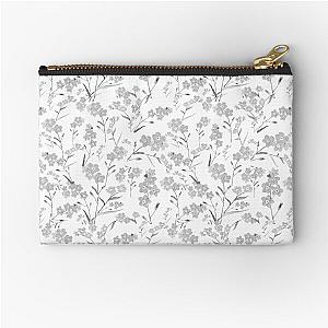 forget me not pattern black and white Zipper Pouch