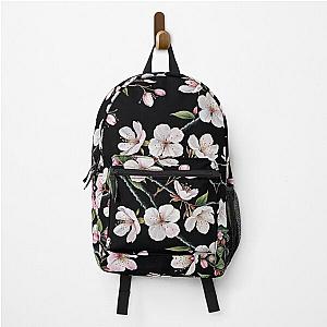 Cherry Blossoms on Midnight Black Backpack