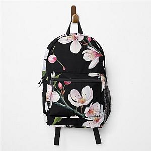 Cherry Blossoms on Black Backpack