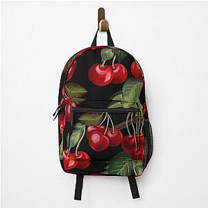 Cherry bouquet pattern black color Backpack