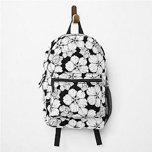 Black and white sakura flowers. Japanese floral. Cherry blossom. Backpack