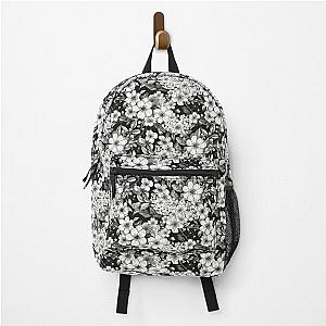 Black and White Sketch of Cherry Blossoms Pattern Backpack