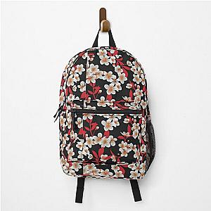 black red flower pattern  Backpack