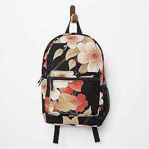 cherry blossoms, sakura, japanese, floral, kimono, Japan, spring, white, red, black Backpack