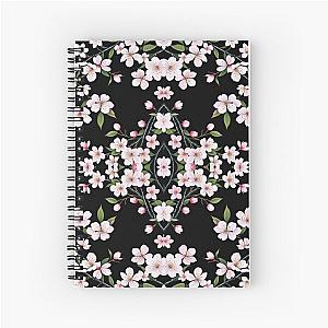 Cherry Blossoms on Black Spiral Notebook