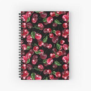 Cherry fruit on black Spiral Notebook